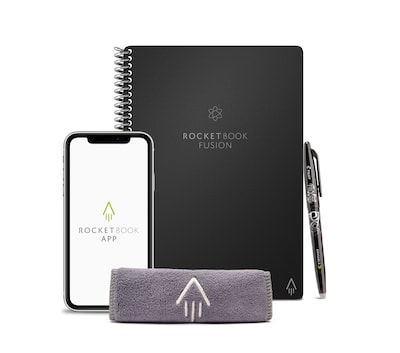 Rocketbook Fusion Reusable Notebook Planner Combo, 6 x 8.8, 7 Page Styles, 42 Pages, Black (EVRF-E