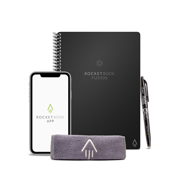 Rocketbook Fusion Reusable Notebook Planner Combo, 6 x 8.8, 7 Page Styles, 42 Pages, Black (EVRF-E-RC-A-FR)