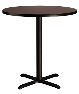 NPS CT Series 36 Round 36 Height Cafe Table, X Base, Black Frame/Mahogany Top (CT13636XCPBTMMY)