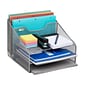 Mind Reader Metal Desktop Organizer Vertical File Holder Paper Letter Tray, Silver (MESHBOX5-SIL)