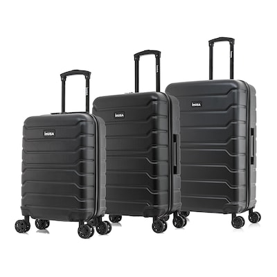 InUSA Trend 3-Piece Hardside Spinner Luggage Set, Black (IUTRESML-BLK)