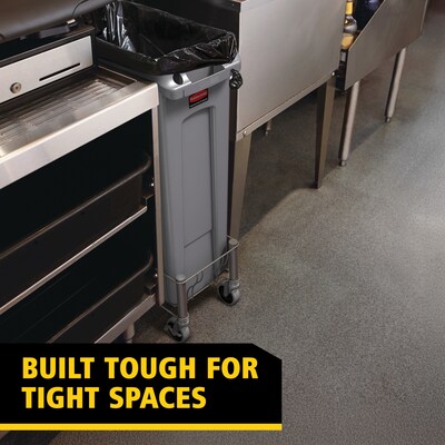 Rubbermaid Slim Jim Vented Rectangular Trash Can Waste Receptacle, 23 Gallons, Gray (FG354060GRAY)