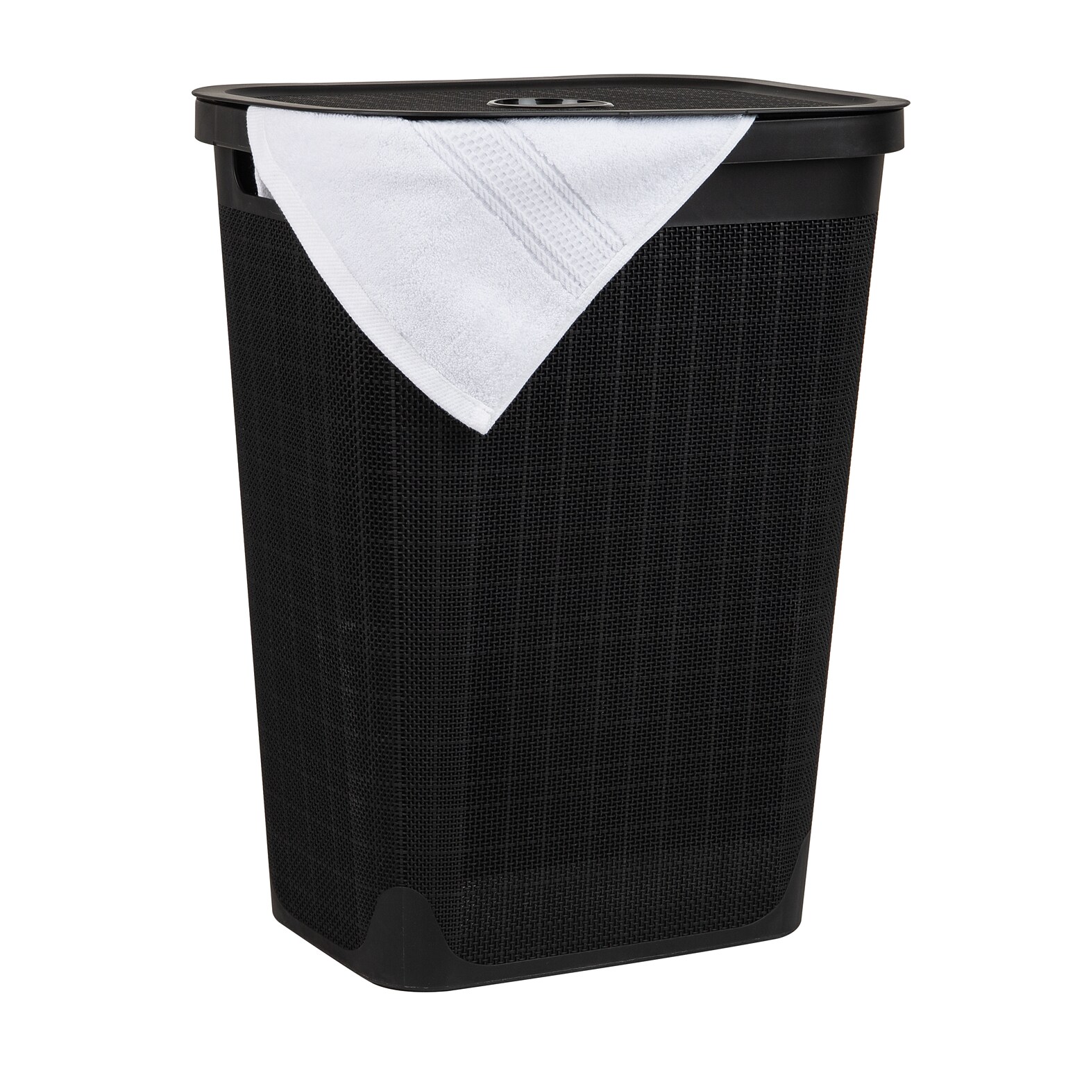 Mind Reader 15.85-Gallon Hamper with Lid, Plastic, Black (60FABHAMP-BLK)