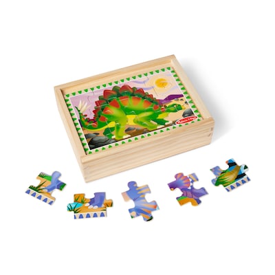 Melissa & Doug 12-Piece 4-in-1 Wooden Dinosaur Jigsaw Puzzles, 12/Pack (3791-CASE)