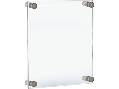 Azar Floating Frame with Standoff Caps, 8.5" x 11", Clear/Silver Acrylic, 4/Pack (105514-SLV-4PK)