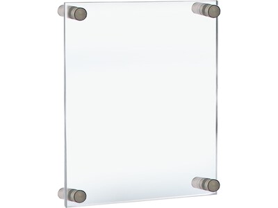 Azar Floating Frame with Standoff Caps, 8.5 x 11, Clear/Silver Acrylic, 4/Pack (105514-SLV-4PK)