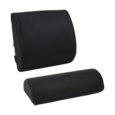Mind Reader Harmony Collection Ergonomic Back and Footrest Set, Black (BKFTFOAM-BLK)