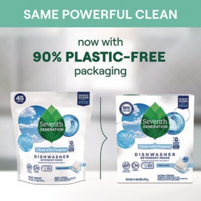 Seventh Generation Natural Automatic Dishwasher Detergent Packs, Free and Clear, 45 Powder Packets