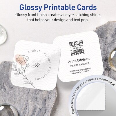 Avery Business Cards, 2-1/2 x 2-1/2, Glossy White, 450/Box (95327)