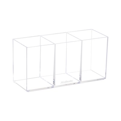 Mind Reader 3-Compartment Plastic Pen and Accessories Holder, Clear (COMPY-CLR)
