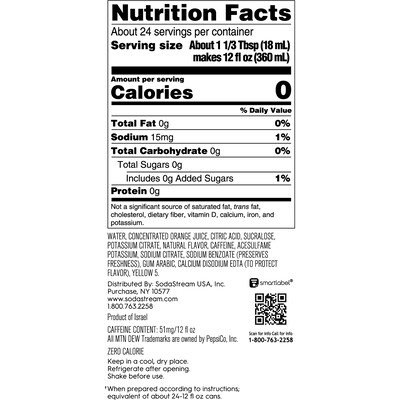 SodaStream Diet Mountain Dew Sugar-Free Drink Mix, 14.9 oz., 4 Bottles/Pack (1103166010)