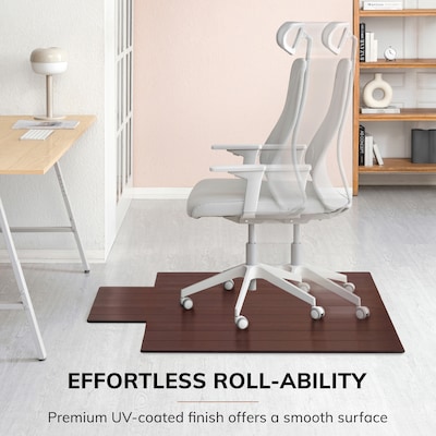 Anji Mountain Deluxe Bamboo Carpet & Hard Floor Chair Mat with Lip, 44" x 52", Dark Cherry (AMB24006W)