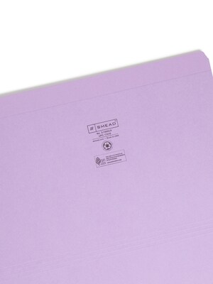 Smead Reinforced File Folder, Straight Cut, Legal Size, Lavender, 100/Box (17410)