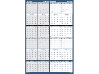 2025-2026 House of Doolittle 24 x 37 Wet-Erase Yearly Wall Calendar, Reversible, White/Blue (3964-25)