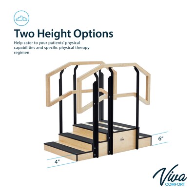 Viva Comfort Physical Therapy Non-slip Staircase with Safety Handles, 500 lbs. Capacity, Natural Wood (ADI906-01-MK)