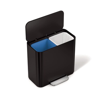 simplehuman 15L Mini Office Recycler with Liner Pocket, Matte Black Steel, Indoor Step Trash Can, 4 Gallons (CW2121)
