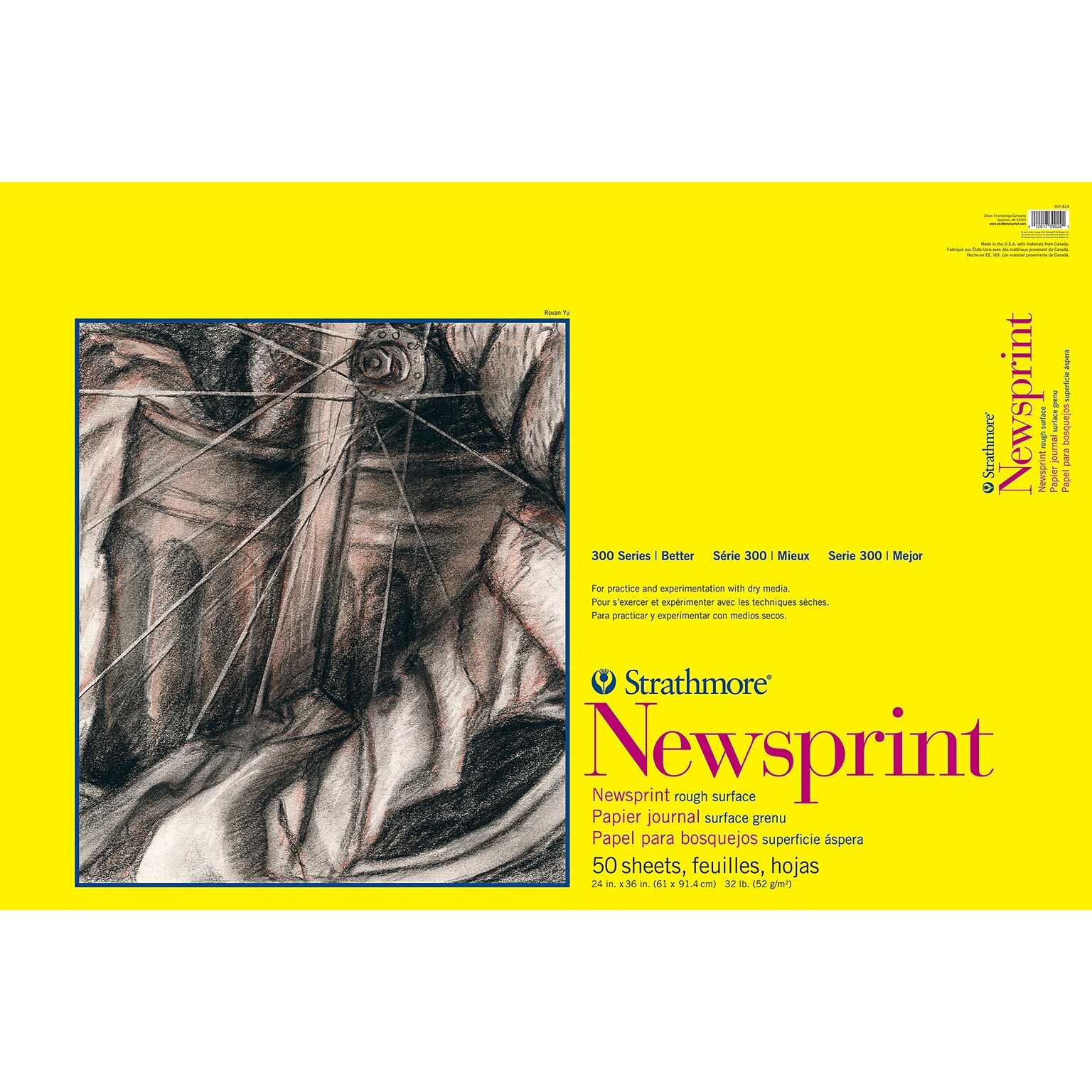 Strathmore 300 Series 24 x 36 Tape Bound Newsprint Sketch Pad, 50 Sheets/Pad (STTP3078241)