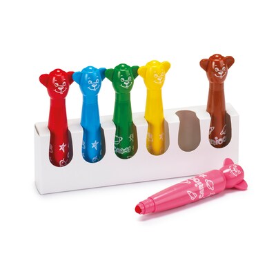 CARIOCA Baby Washable Kids Markers, Rounded Nib, Assorted Colors, 6/Set (CRA42815)