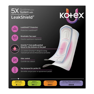 U by Kotex Security Regular Cotton Maxi Pads, 44/Pack (58246)