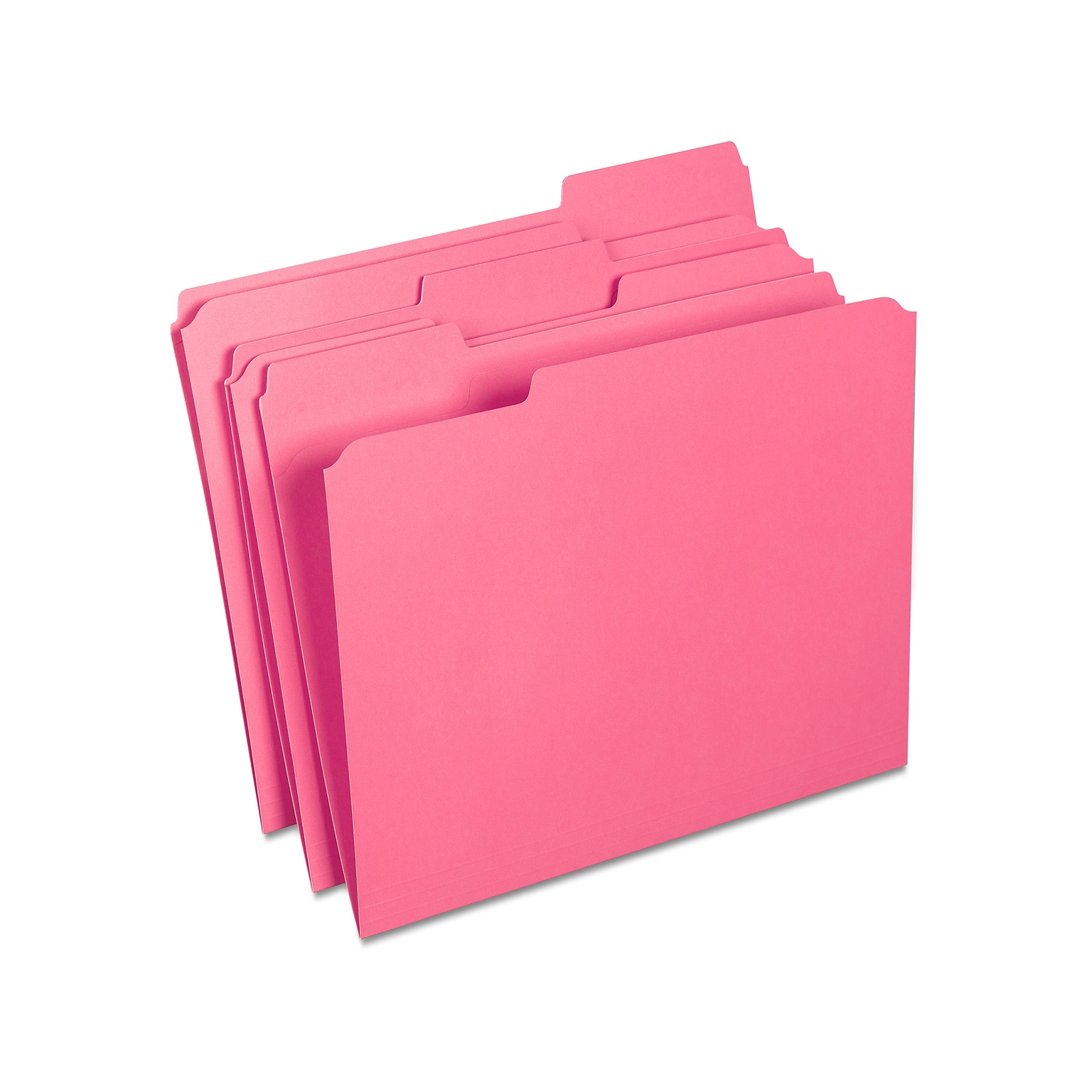 Staples Reinforced File Folders, 1/3-Cut Tab, Letter Size, Pink, 100/Box (508952)
