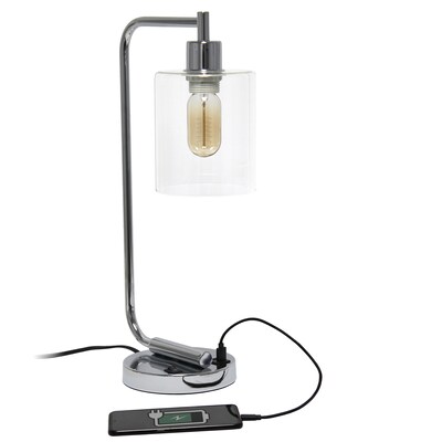 Creekwood Home Vintage Vantage 18.8" Minimalist Industrial Curved Arm Desk Lamp, Feit LED Bulb, Chrome (CWD-1017-CH-LB)