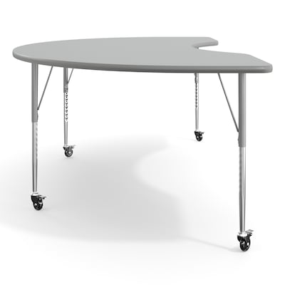 Flash Furniture Wren Kidney Activity Table, 96" x 48", Height Adjustable, Gray Top/Silver Frame (XUA4896KDGYTAC)