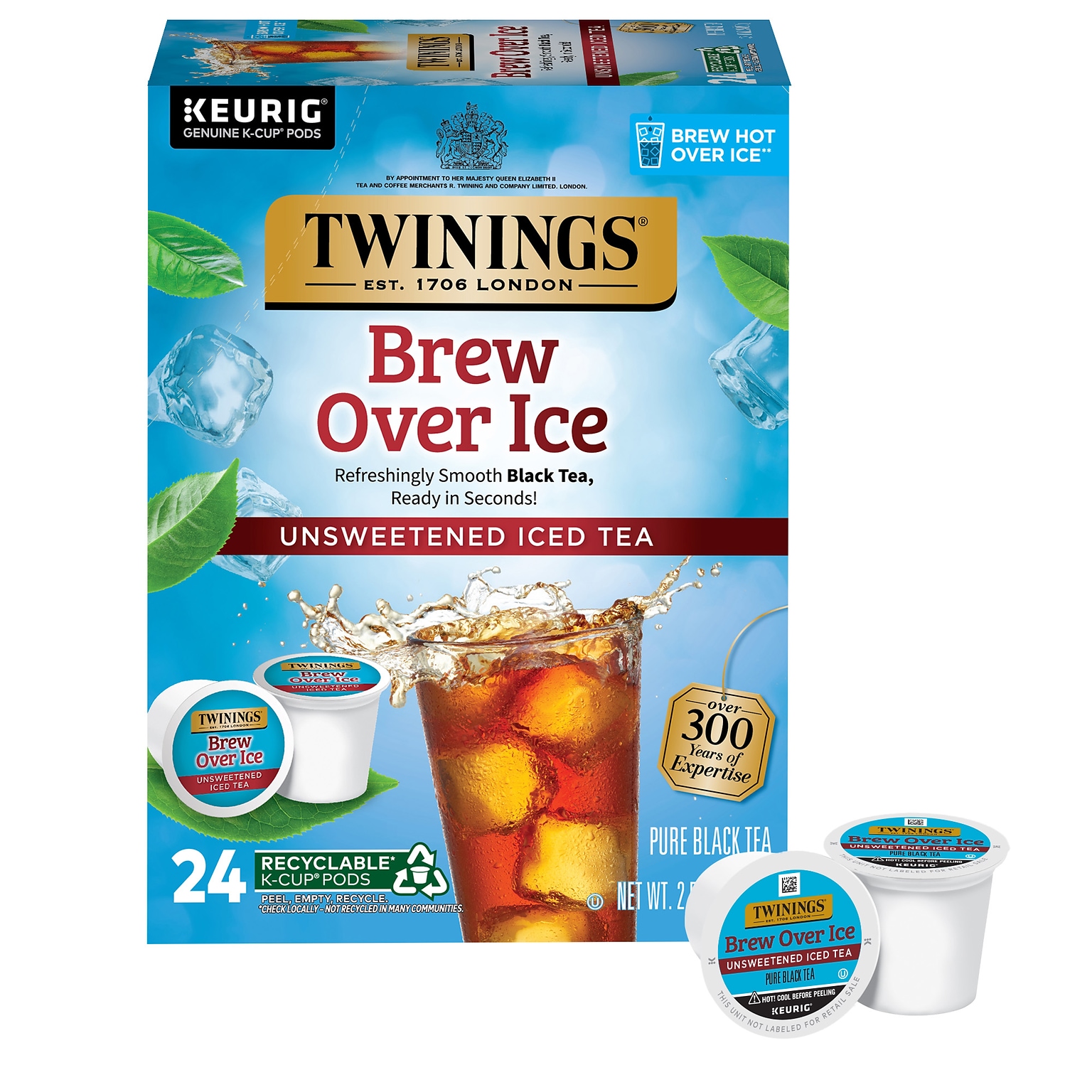 Twinings Iced Unsweetened Black Tea, Keurig® K-Cup® Pods, 24/Box (F16926)