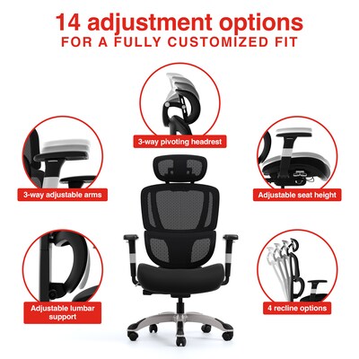 Staples Hyken Pro Ergonomic Fabric Swivel Task Chair, Black (ST63228)