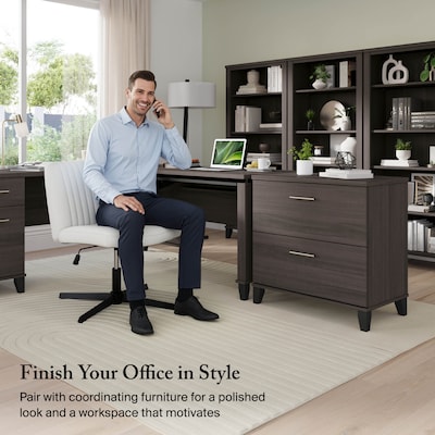 Bush Furniture Somerset 2-Drawer Lateral File Cabinet, 29" x 30", Letter/Legal, Storm Gray (WC81580)