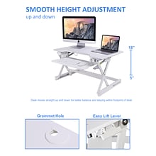 Rocelco 32 Height Adjustable Standing Desk Converter, Tall Sit Stand Up Retractable Keyboard Riser,