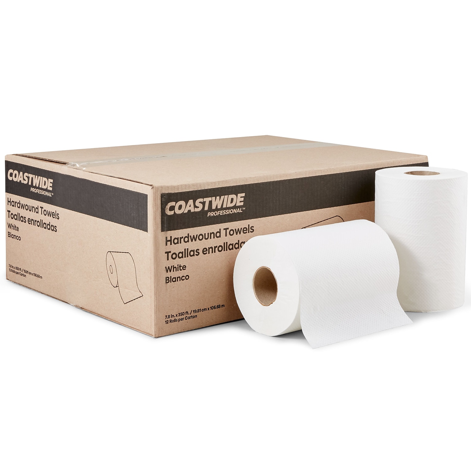 Coastwide Professional™ Hardwound Paper Towels, 1-Ply, 350 ft./Roll, 12 Rolls/Carton (CW21813)