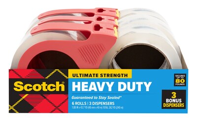 Scotch Heavy Duty Packing Tape with Dispenser, 1.88 x 43.7 yds., Clear, 6/Pack (38504063BRD2GC)