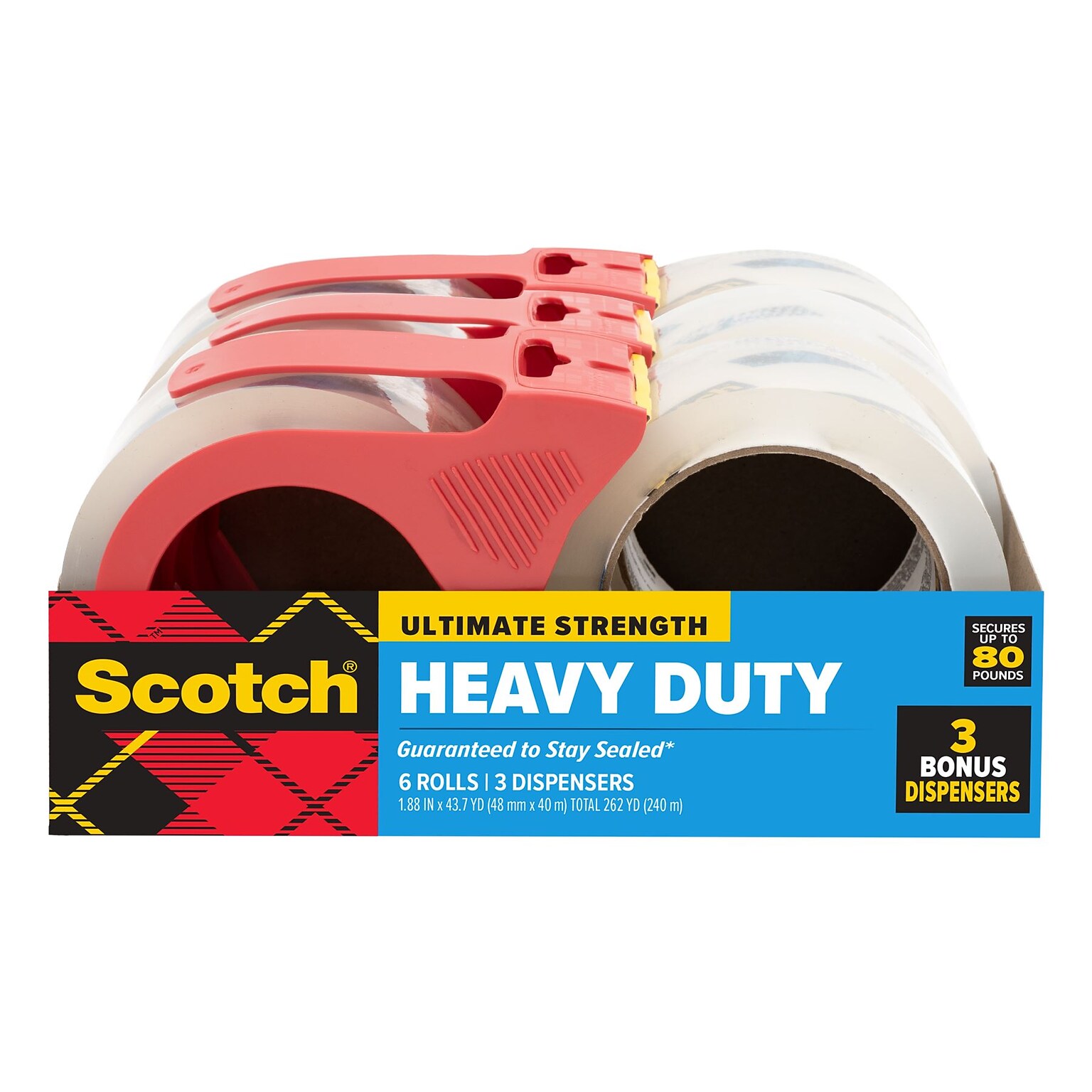 Scotch Heavy Duty Packing Tape with Dispenser, 1.88 x 43.7 yds., Clear, 6/Pack (38504063BRD2GC)