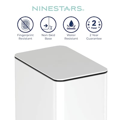 Nine Stars Stainless Steel Step Trash Can, 2.6 Gallon, White (XZD-10-88WH)