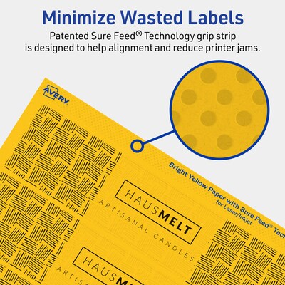 Avery Laser/Inkjet Rectangle Multipurpose Labels, 1.75" x 7.75", Bright Yellow, 100/Pack (94232)