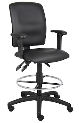 Boss® Multi-Function LeatherPlus Drafting Stool with Adjustable Arms