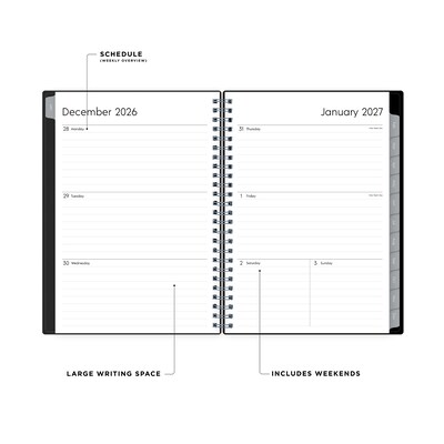 2027 Blue Sky Blue Sky Enterprise 5.875 x 8.625 Calendar Year Weekly & Monthly Planner, Plastic Cover, Black (131793-27)