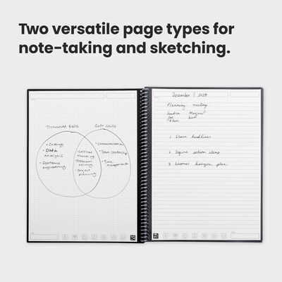 Rocketbook Fusion Reusable Notebook Planner Combo, 8.5" x 11", 42 Sheets, Black (EVRF-L-RC-A-FR)