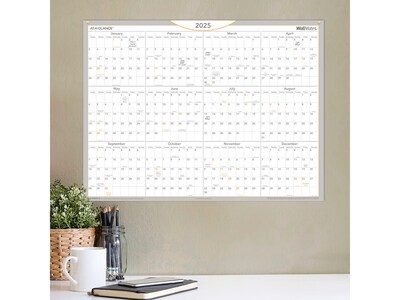 2025 AT-A-GLANCE WallMates 24" x 18" Yearly Dry-Erase Wall Calendar, White/Gray (AW5060-28-25)