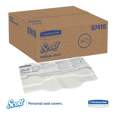 Scott® Personal Seats Sanitary Toilet Seat Covers, 15 x 18, White, 125/Pack