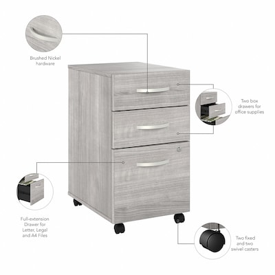 Bush Business Furniture Studio A 83"W Corner Computer Desk with 3-Drawer Mobile File Cabinet, Platinum Gray (STA003PGSU)