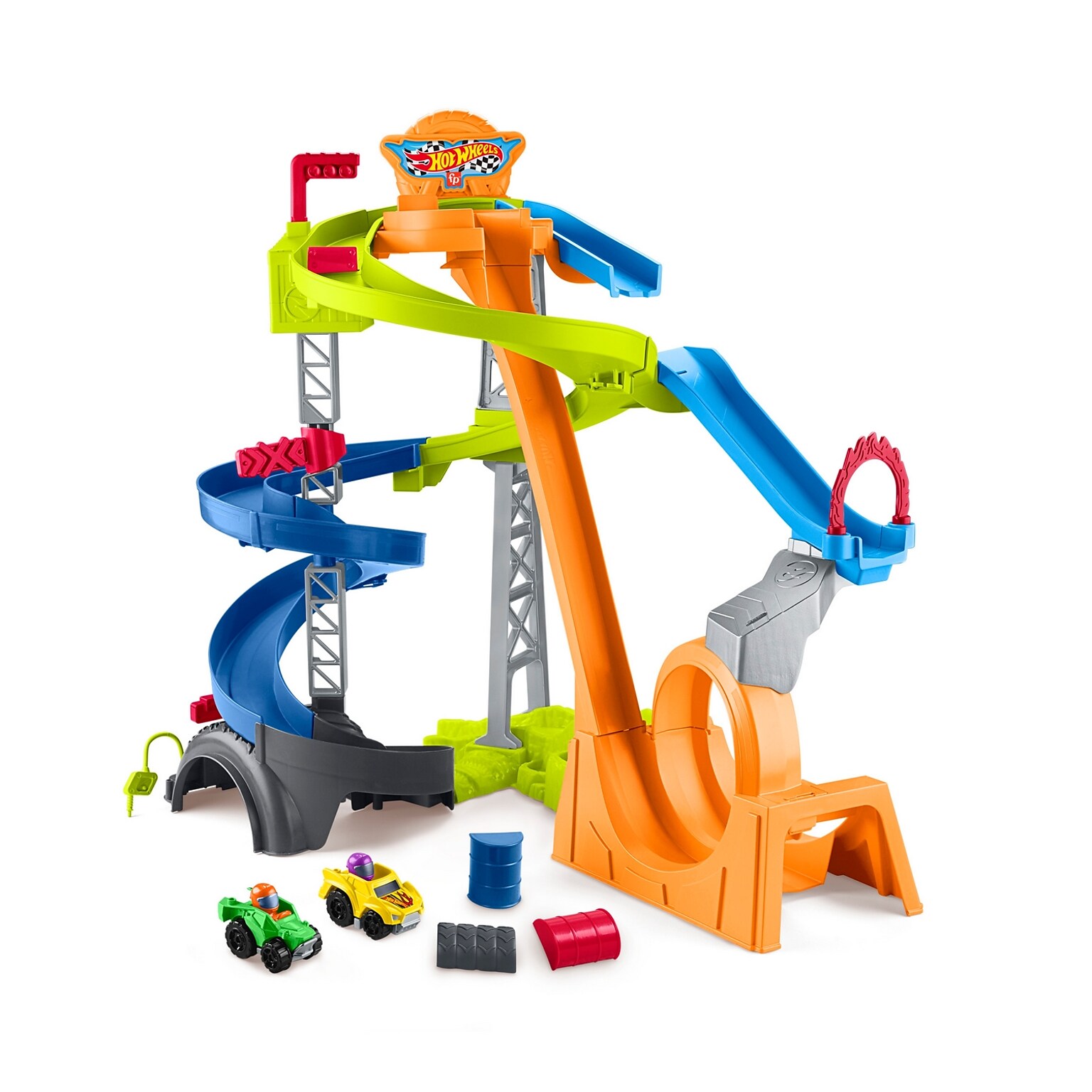 Fisher-Price Hot Wheels Spiral Stunt Speedway Race Track by Little People (HWB37)