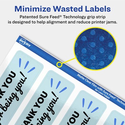 Avery Laser/Inkjet Rectangle Multipurpose Labels, 9-3/4" x 1-1/4", Clear, 50/Pack (94262)