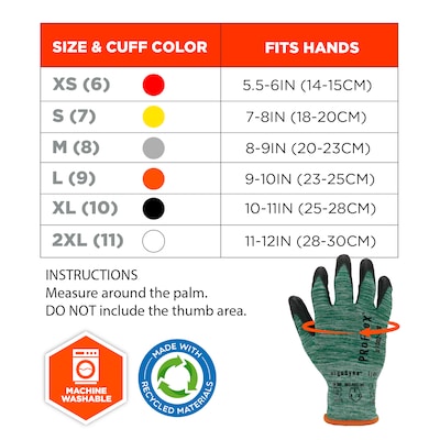 Ergodyne ProFlex 7002-ECO Recycled PU Coated Gloves, 15 Gauge, Green, Medium (10563)