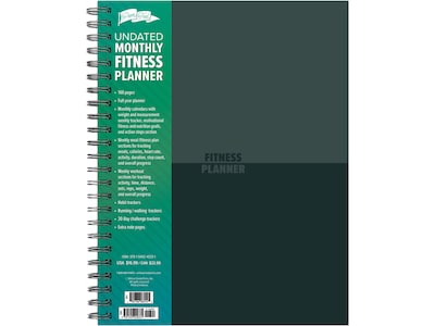 Willow Creek Fitness 8.5 x 11 Monthly Planner, Green  (40331)