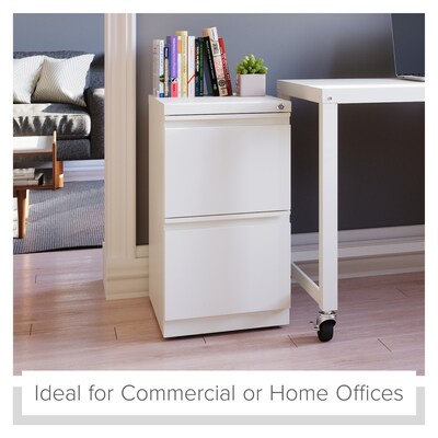 Quill Brand® 2-Drawer Vertical File Cabinet, Locking, White, Letter, 19.88"D (26818D)