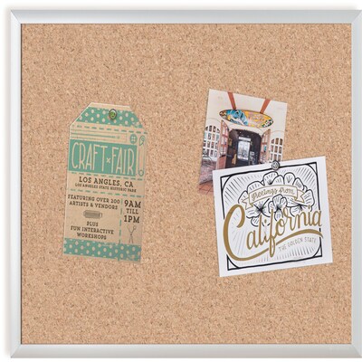U Brands Cork Bulletin Board, 23" x 17", Silver Aluminum Frame