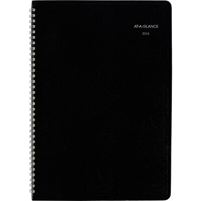 2026 AT-A-GLANCE DayMinder 8" x 12" Monthly Planner, Faux Leather Cover, Black (G470-00-26)