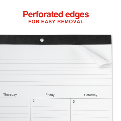 2026 Staples 22" x 17" Monthly Desk Pad Calendar, Unlined, Black/White (ST58448-26)