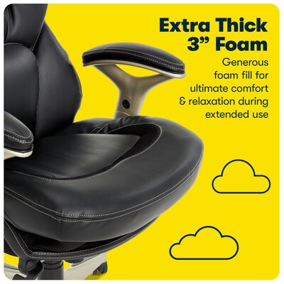 Serta Claremont Ergonomic Leather Swivel Executive Chair with Back in Motion Technology, Black (CHR200006)